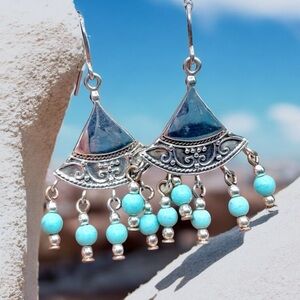 🌺Vintage Jezlaine Sterling & Turquoise Earrings